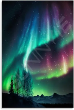 Landscape Aurora1 in Alaska Scenic Spots Poster (5) Canvas Painting for Living Room Bedroom Decor 08x12inch(20x30cm) Unframe-style