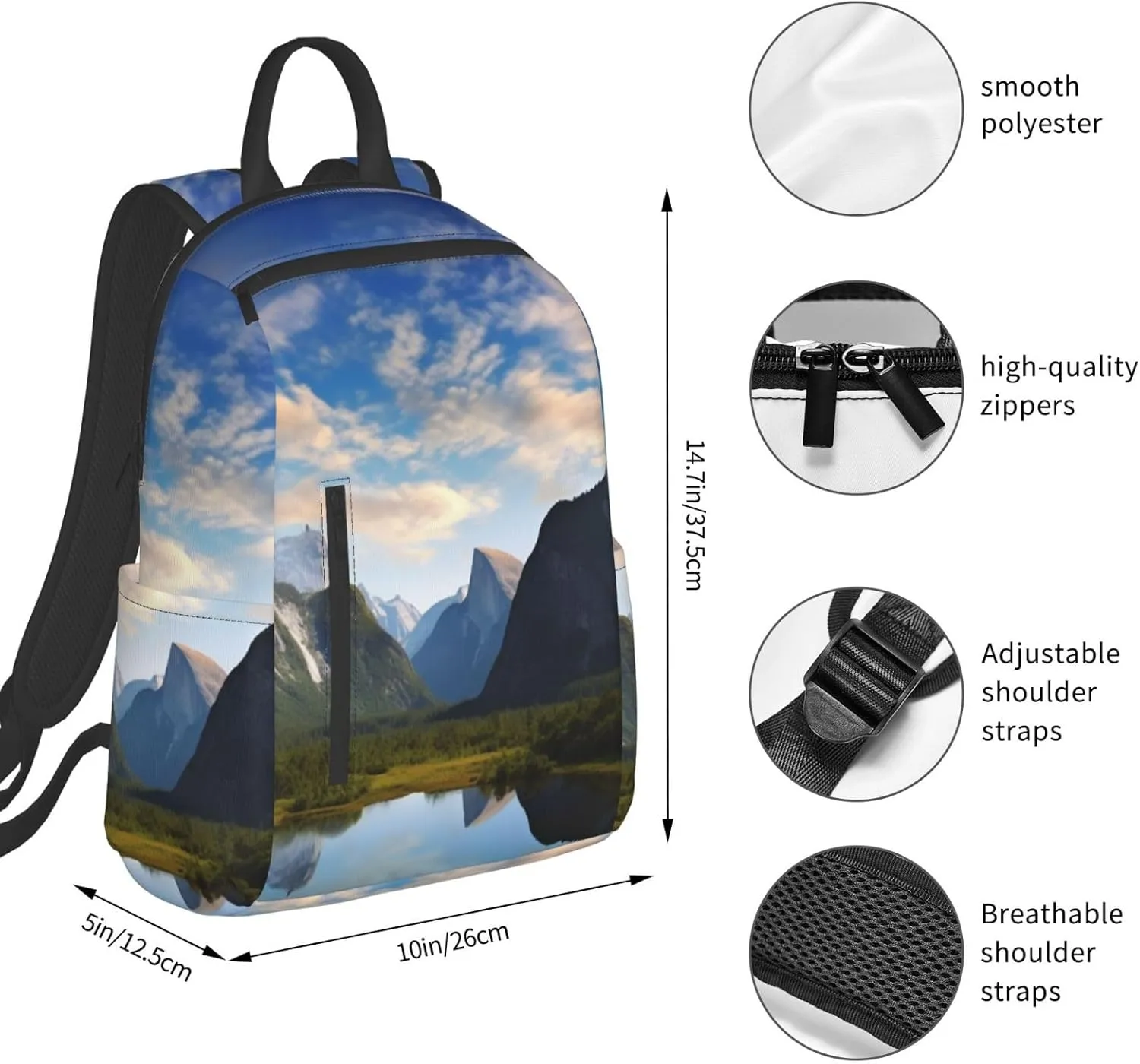 Laptop Backpack 14.7 Inch with Compartment National Park Laptop Bag Lightweight Casual Daypack for Travel
