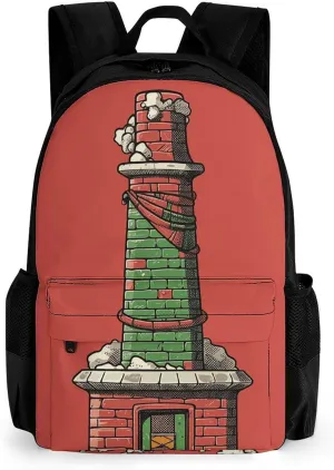 Laptop Backpack Casual Daypack Christmas Chimney Backpack for Woman Men Travel Backpack 16 Inch Lightweight Bookbag