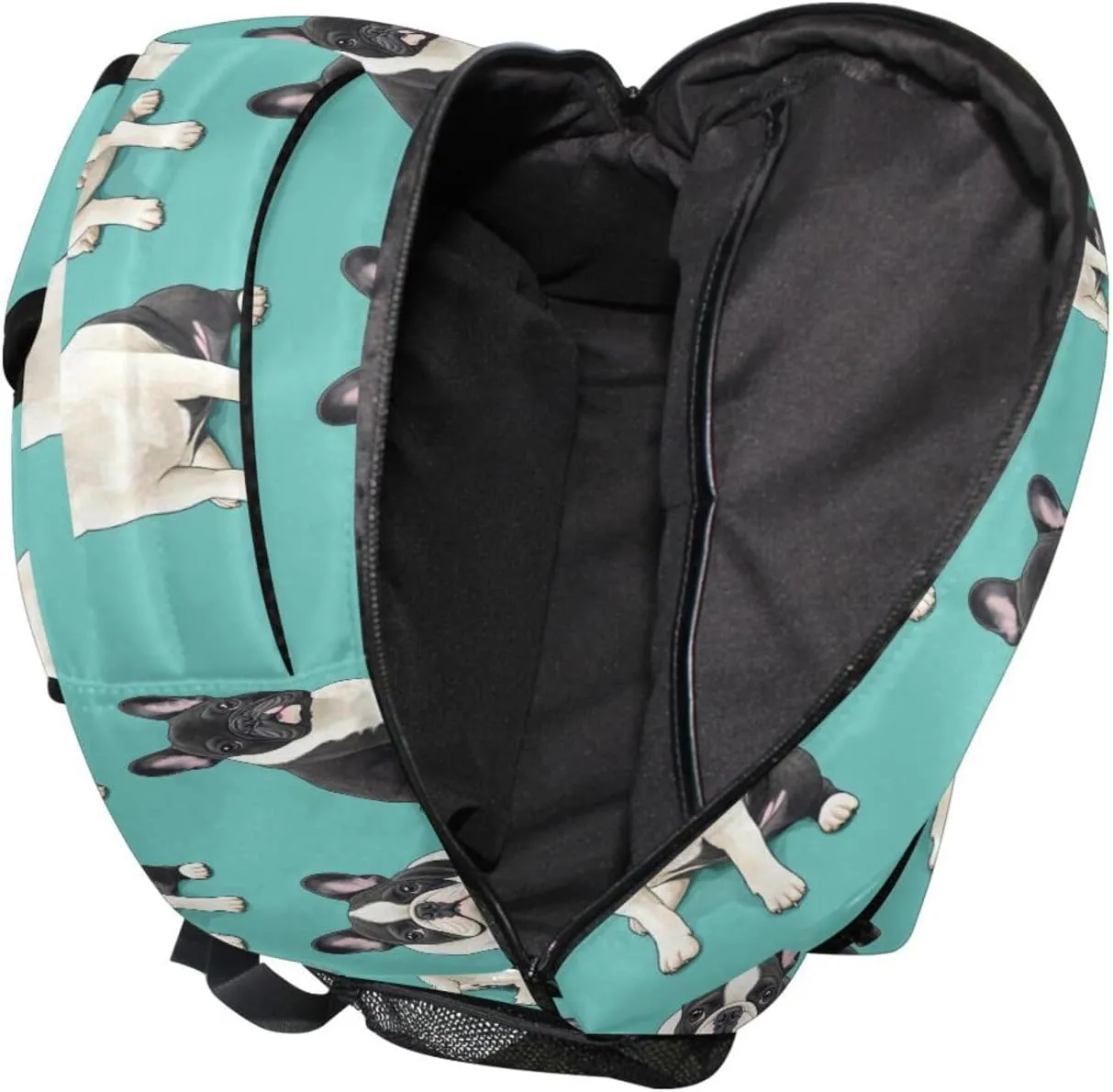 Laptop Backpack for Women Men Waterproof Vintage Daypacks with Chest Strap Gift Men & Women Cartoon Sweet French Bulldog Dogs Turquoise