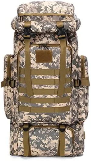 Large Capacity 80L Waterproof Camouflage Tactical Backpack Hiking Bag Leisure Outdoor Sports Backpack Hiking (City camouflage)