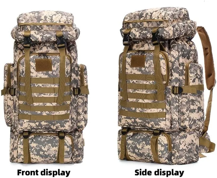 Large Capacity 80L Waterproof Camouflage Tactical Backpack Hiking Bag Leisure Outdoor Sports Backpack Hiking (City camouflage)
