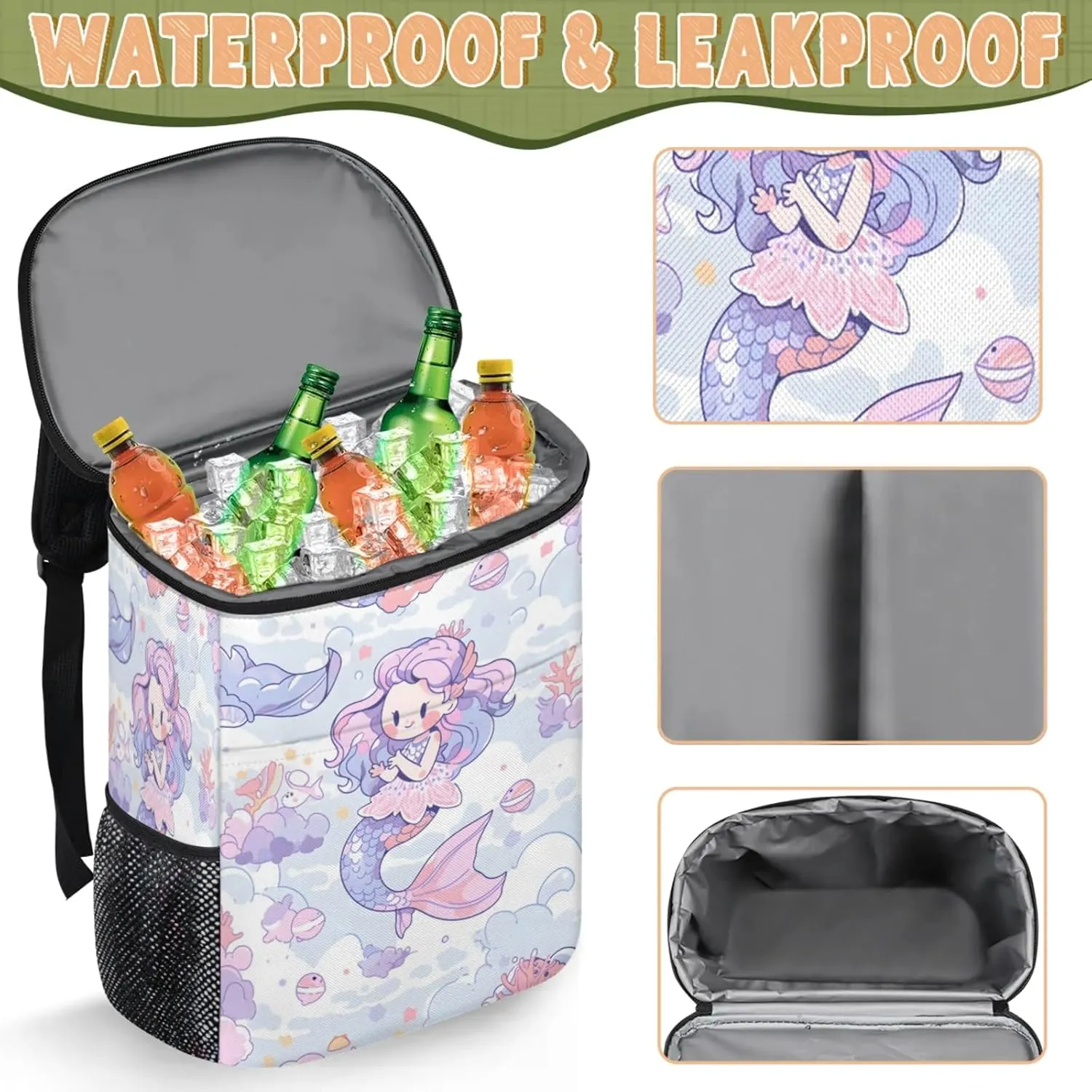 Large Insulated Cooler Backpack, Leak Proof Backpack 30 Cans, Cooler Bag for 12h Hot/Cold Retention