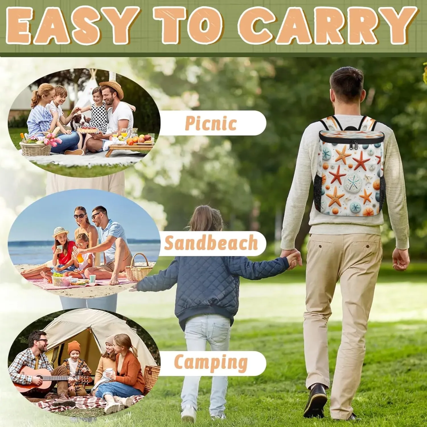 Large Insulated Cooler Backpack, Leak Proof Backpack 30 Cans, Cooler Bag for 12h Hot/Cold Retention