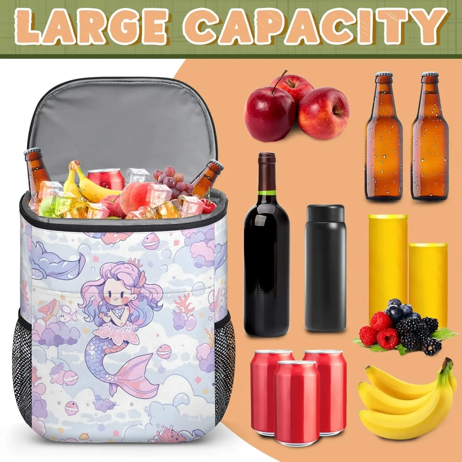 Large Insulated Cooler Backpack, Leak Proof Backpack 30 Cans, Cooler Bag for 12h Hot/Cold Retention