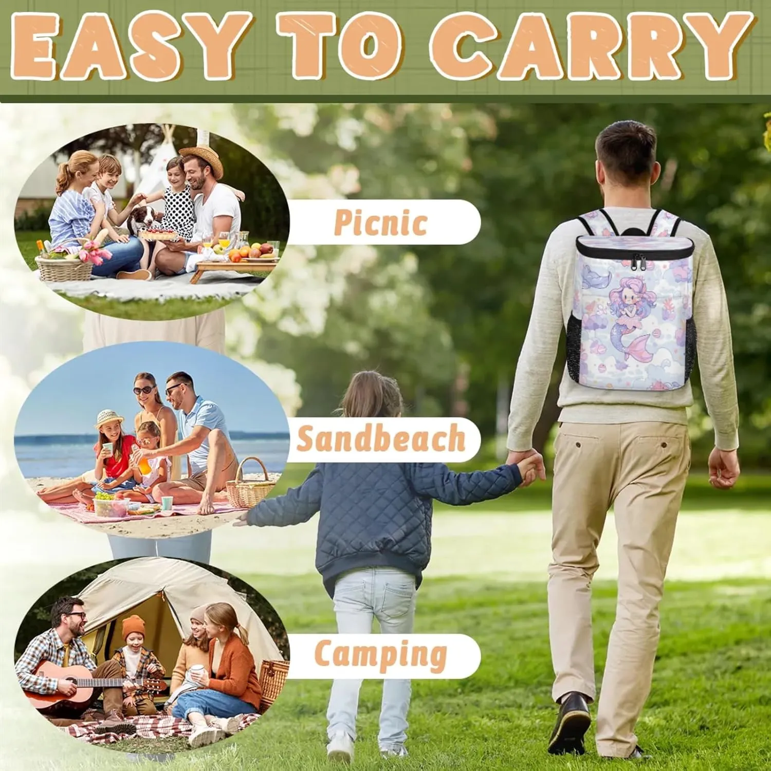 Large Insulated Cooler Backpack, Leak Proof Backpack 30 Cans, Cooler Bag for 12h Hot/Cold Retention
