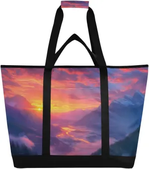 Large Insulated Cooler Bag Landscape Fantasy Moutain Sunset, Collapsible Soft Cooler Makes a Perfect Insulated Grocery Bag, Food Delivery Bag, Travel Insulated Bag or Beach Cooler Bags
