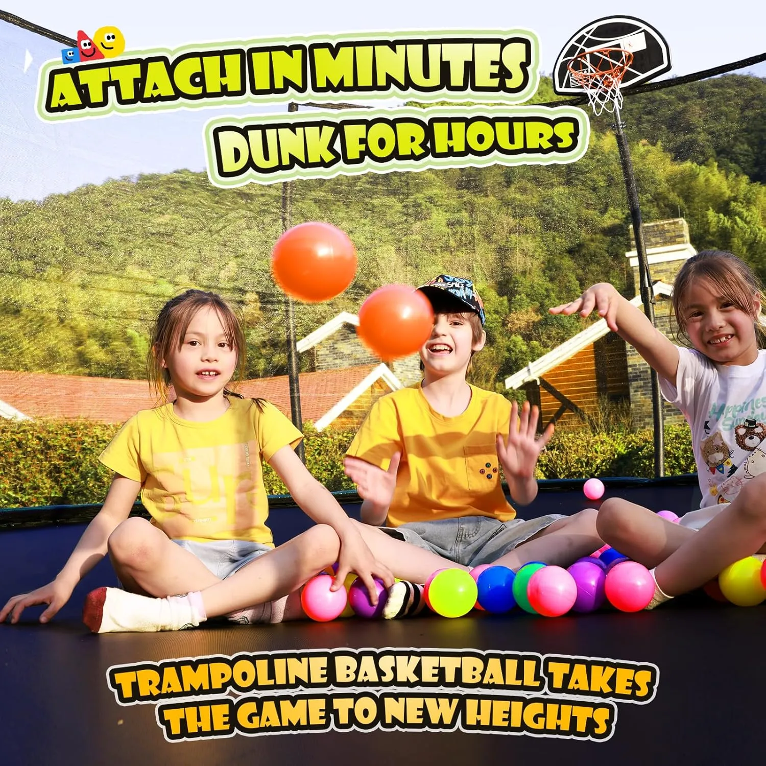 Large Outdoor Trampoline with Basketball Hoop, 10-16FT with Lights for Kids and Adults, Recreational Trampoline with Sprinkler and Stakes