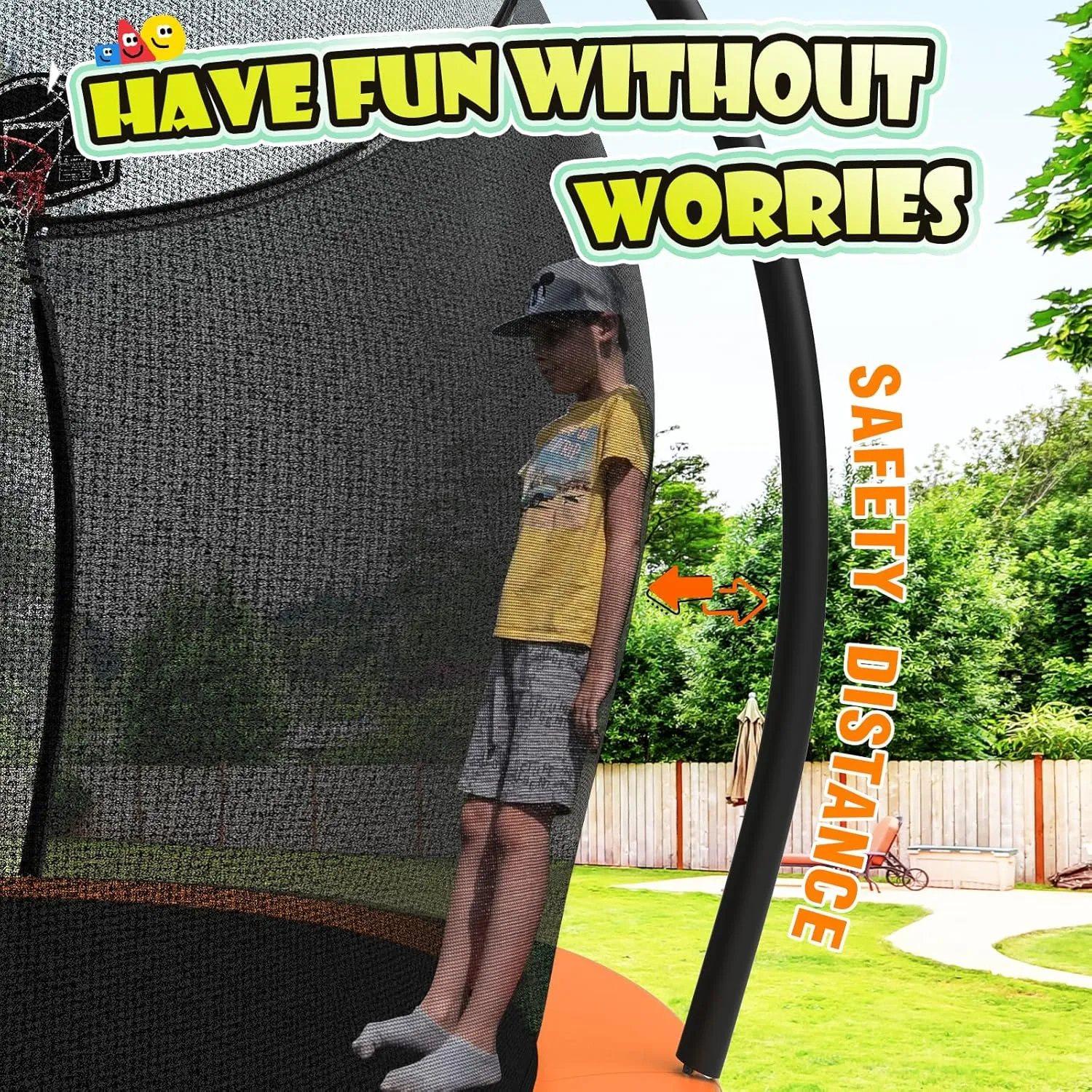 Large Outdoor Trampoline with Basketball Hoop, 10-16FT with Lights for Kids and Adults, Recreational Trampoline with Sprinkler and Stakes