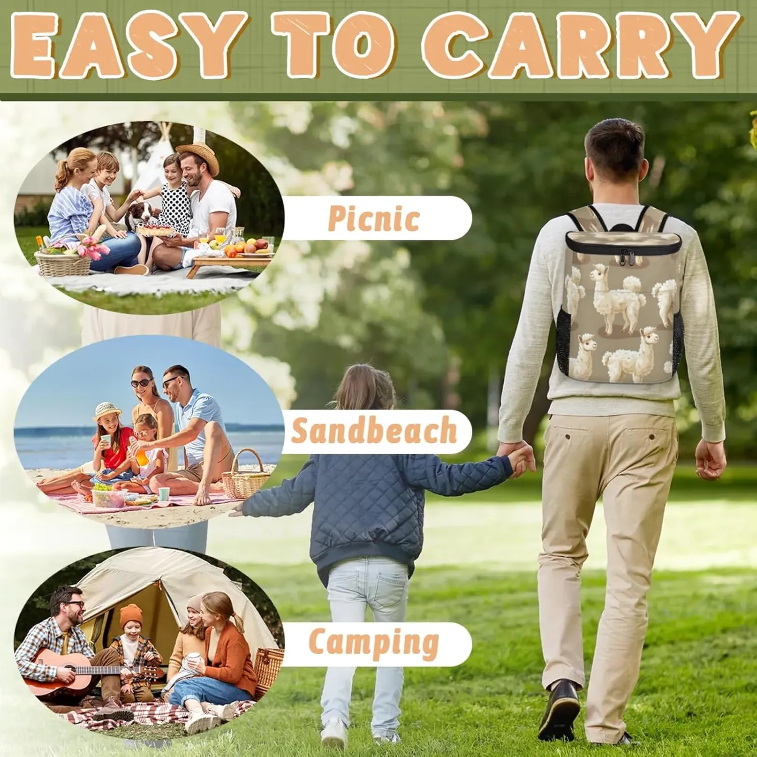Large Waterproof Insulated Cooler Backpack, Leak Proof Backpack 30 Cans, Lightweight Cooler Bag for Camping