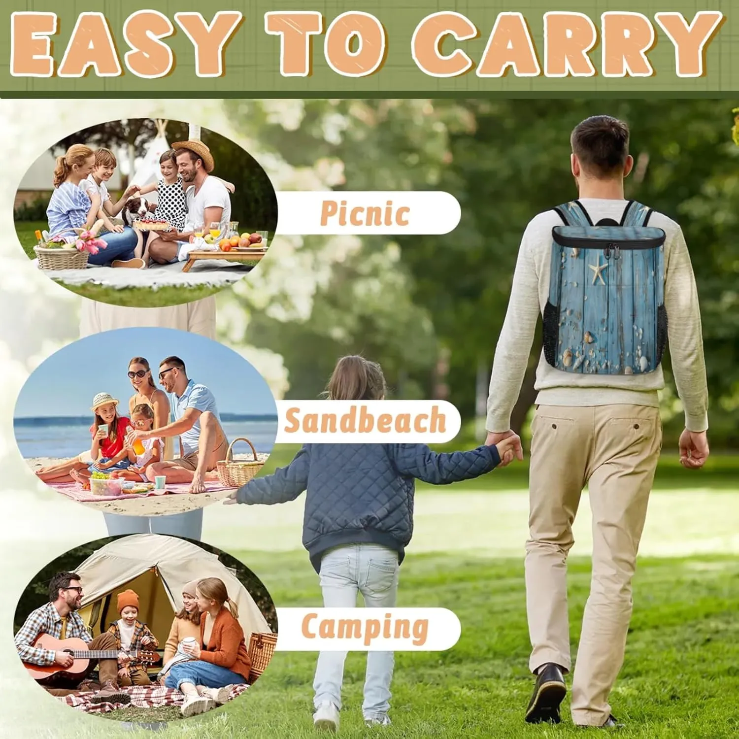 Large Waterproof Insulated Cooler Backpack, Leak Proof Backpack 30 Cans, Lightweight Cooler Bag for Camping