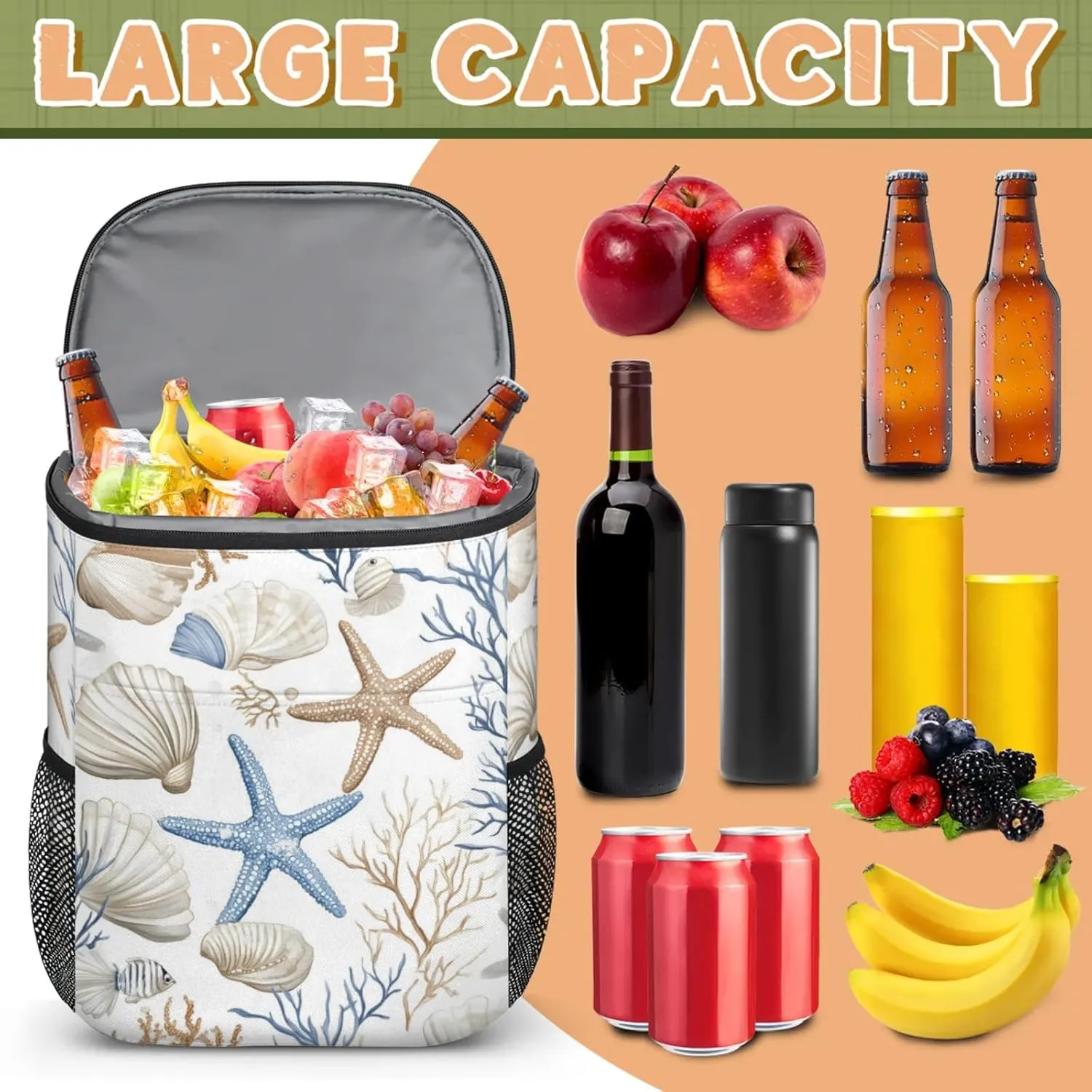 Large Waterproof Insulated Cooler Backpack, Leak Proof Cooler Backpack for Camping, Picnic Travel Outdoor