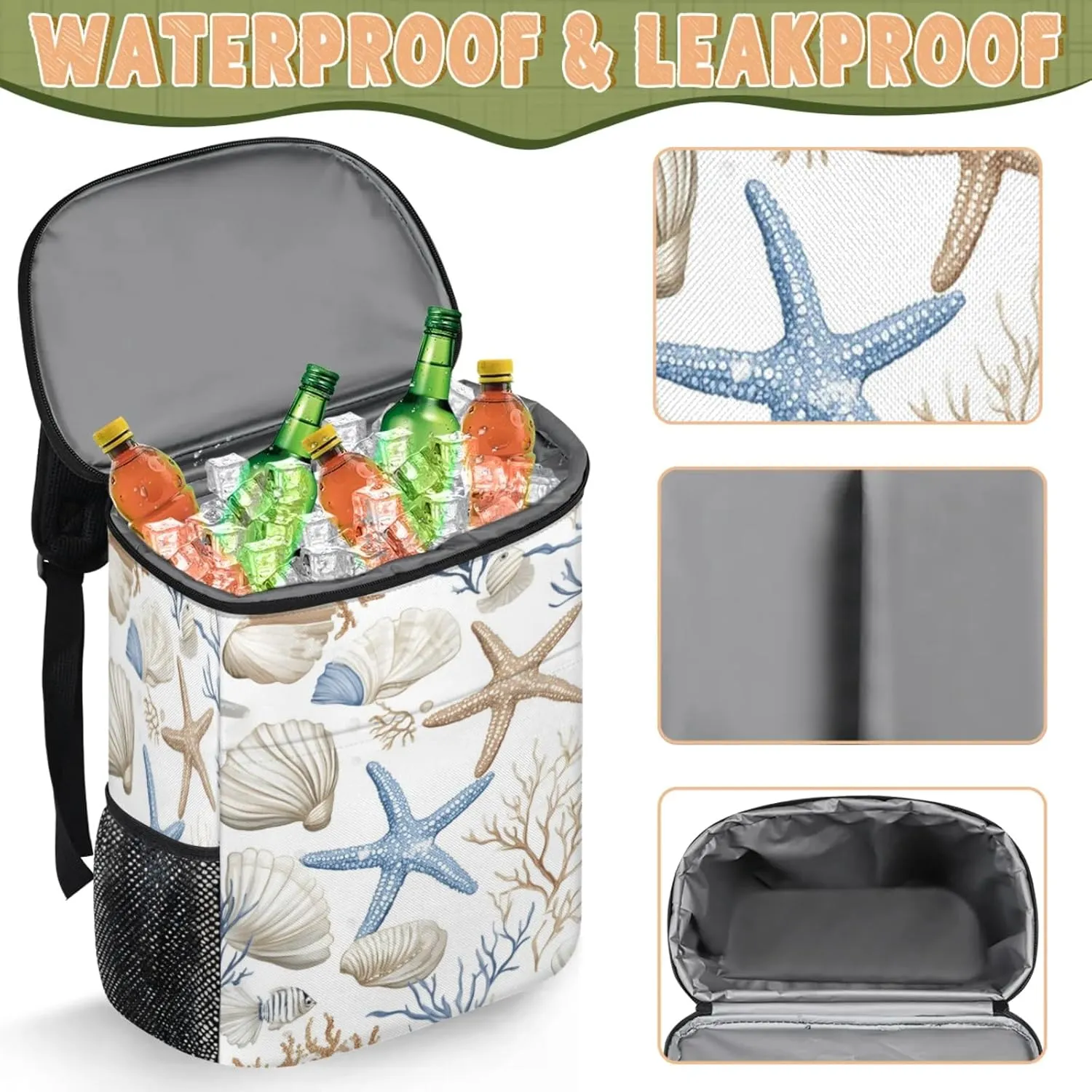 Large Waterproof Insulated Cooler Backpack, Leak Proof Cooler Backpack for Camping, Picnic Travel Outdoor