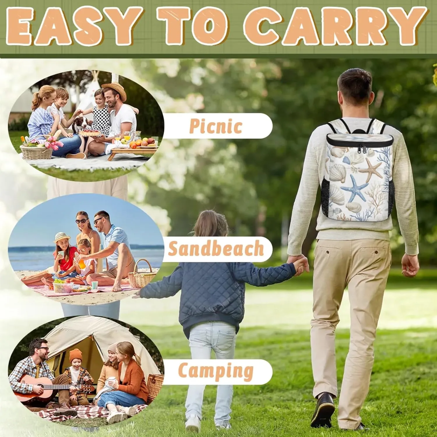 Large Waterproof Insulated Cooler Backpack, Leak Proof Cooler Backpack for Camping, Picnic Travel Outdoor