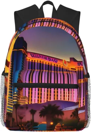Las Vegas Sunset 1 College Backpack For Women Men,Lightweight Travel Bag Backpack With Pockets