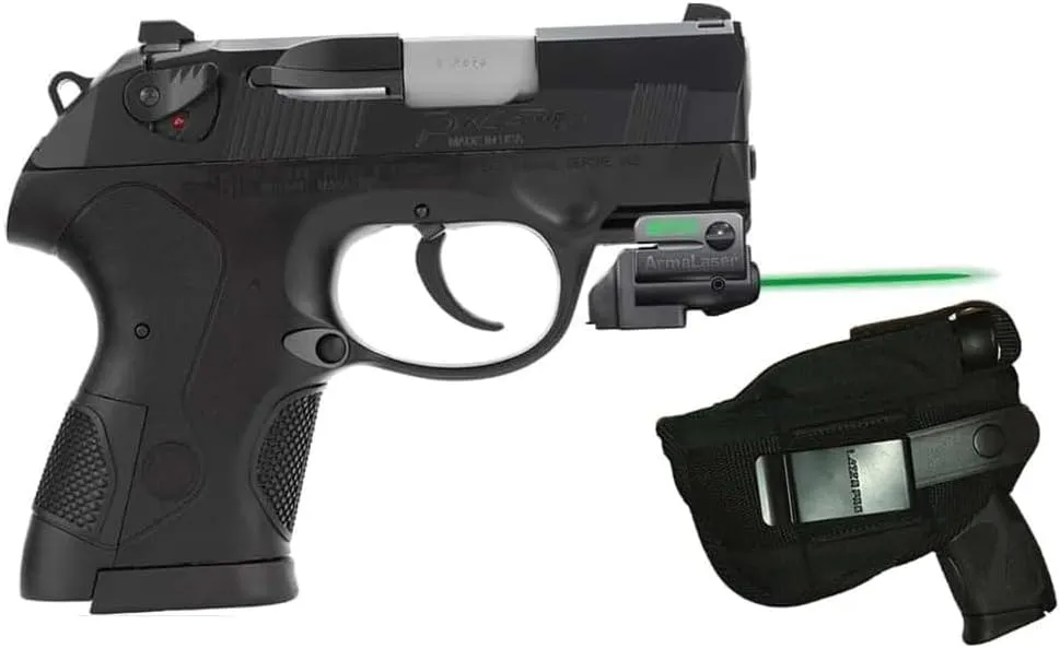 Laser Kit for Beretta PX4 Storm Sub Compact w/LASERPRO Tactical Holster, Grip Activated ArmaLaser GTOGS/GTOG/GTO-G Green Laser Sight & 2 Extra Batteries. FDA Class IIIA Laser Sight