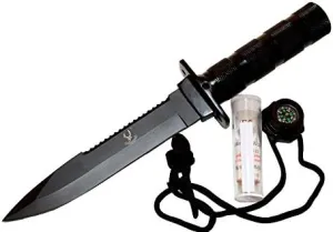 Lastworld 10.5" Survival Knive Stainless Steel Black Blade with Sheath Heavy Duty