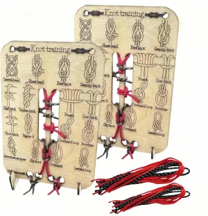 Learn Knot Training Board, Knot Tying Kit (2-Piece Set) – 16 Popular Knots, Learn with Training Board & Portable Paracord Tool, Master Reef and Square Knots for Outdoor Survival Camping