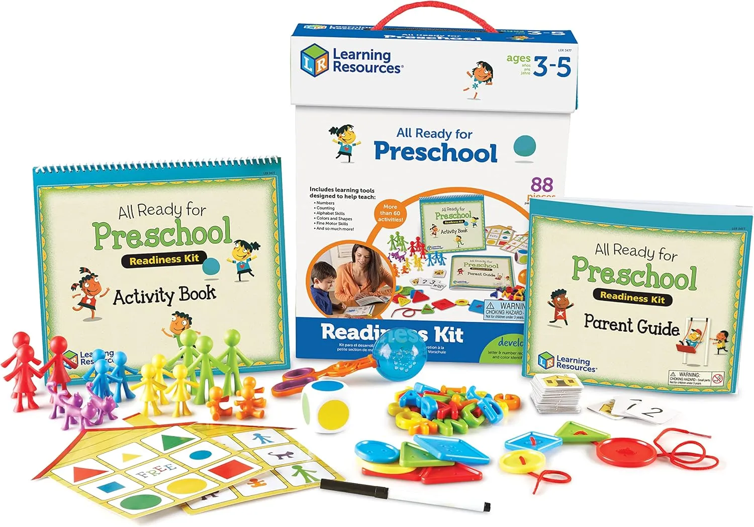 Learning Resources All Ready for Preschool Readiness Kit - 60 Activities Set, Ages 3 , Kindergartner Preparation Kit, Preschool Homeschool, Preschool Curriculum Kit