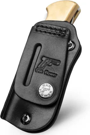 Leather Sheath for the Buck 110/112 Ranger Folding Knife (Knife not included), Retention Adjustable, Fit 1.5'' and 1.75'' Wide Belt
