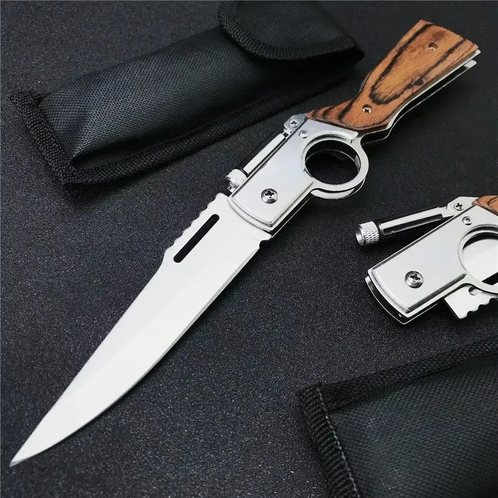 LED Multi-Purpose Blade Survival Nylon Folding with Diverse options AK47 Sheath & – Knife Tactical Curated selection Light