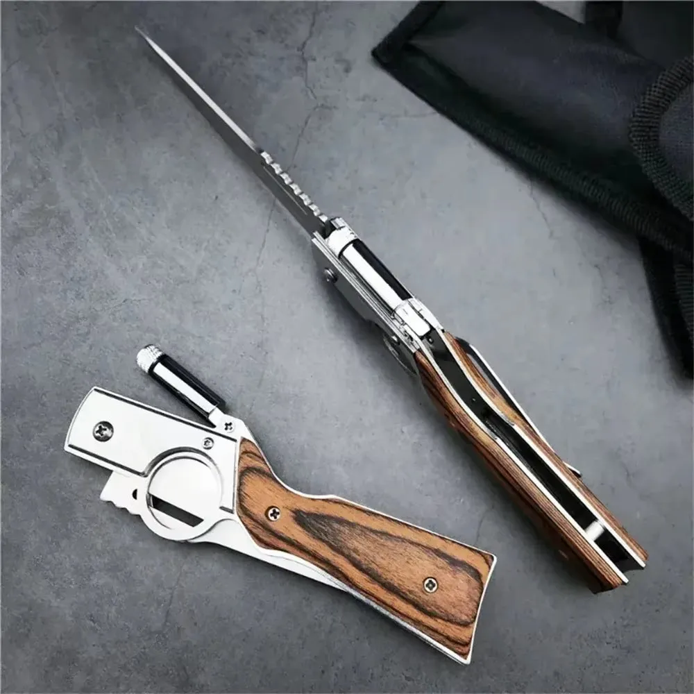 LED Multi-Purpose Blade Survival Nylon Folding with Diverse options AK47 Sheath & – Knife Tactical Curated selection Light
