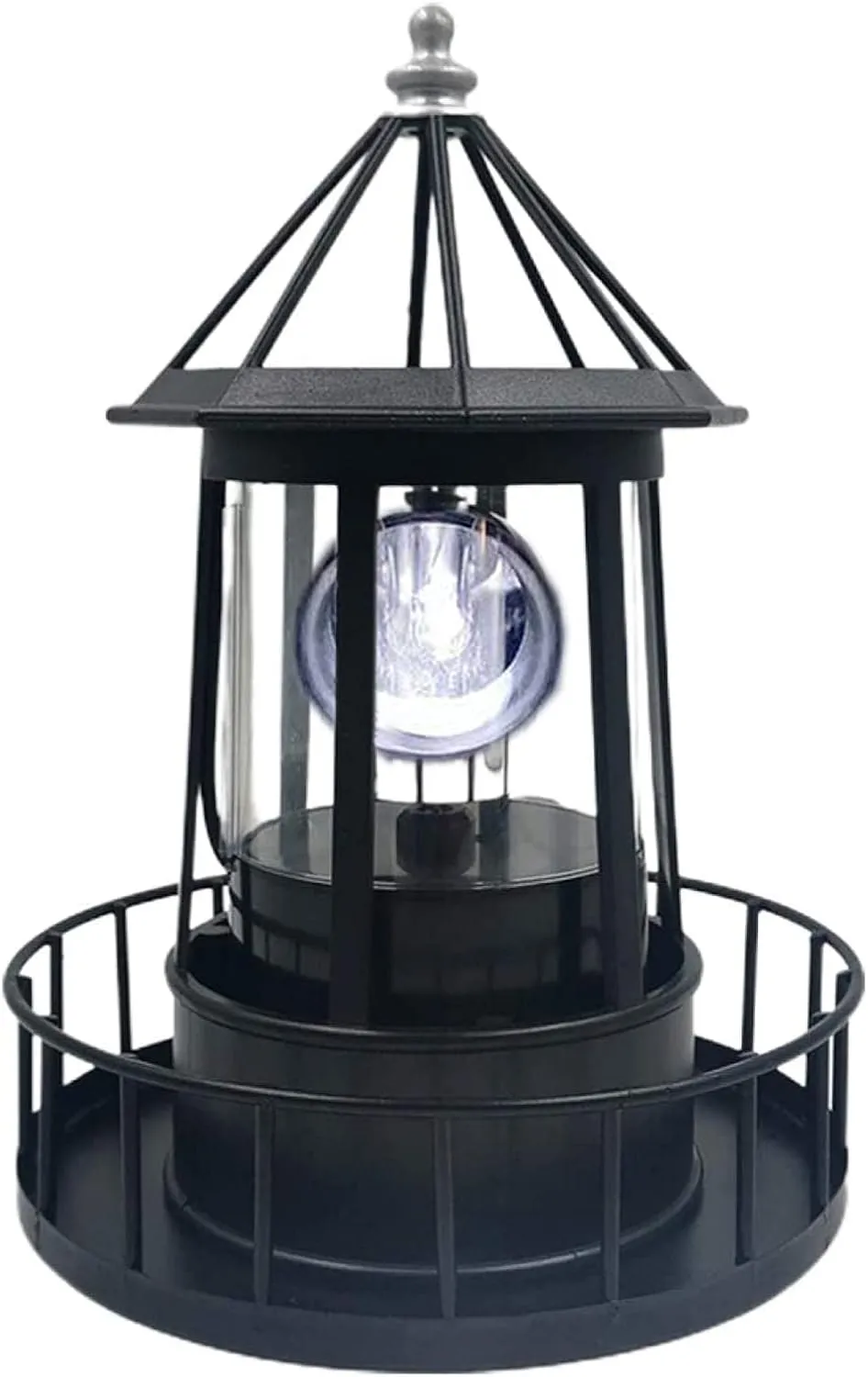 LED Solar Powered Lighthouse, 360 Degree Rotating Lamp Courtyard Decoration Waterproof Garden Smoke Towers Statue Lights for Outdoor Garden Pathway Patio