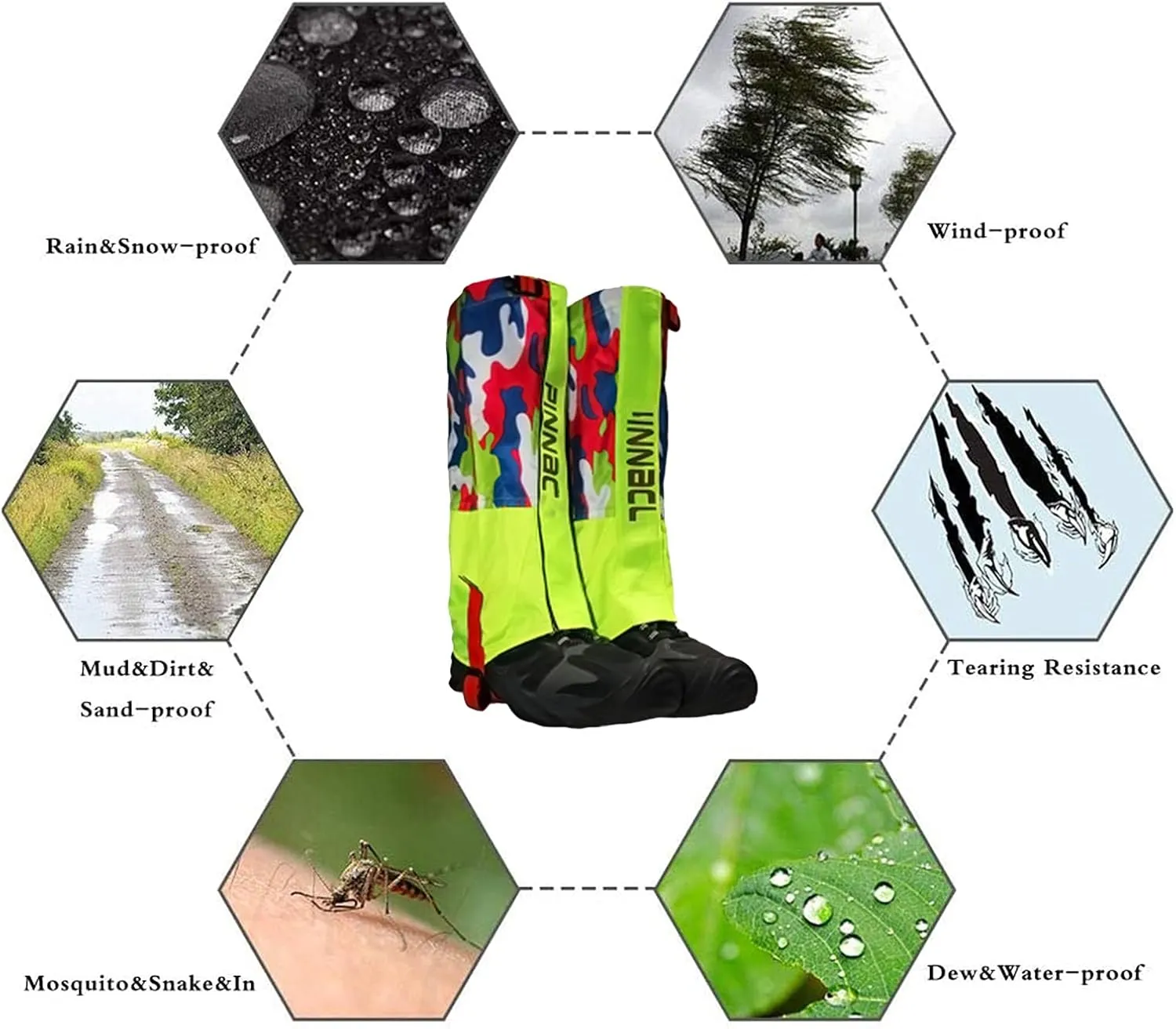 Leg Gaiters,Outdoor Gaiters,Hiking Anti-Snake Bite Gaiters,Adjustable Size Durable Gaiters for Hiking(S,M,L)