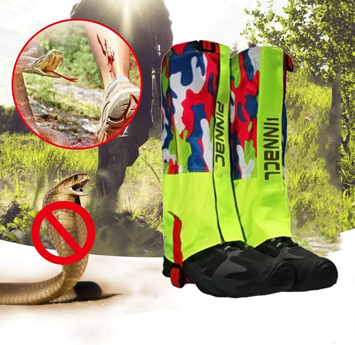 Leg Gaiters,Outdoor Gaiters,Hiking Anti-Snake Bite Gaiters,Adjustable Size Durable Gaiters for Hiking(S,M,L)