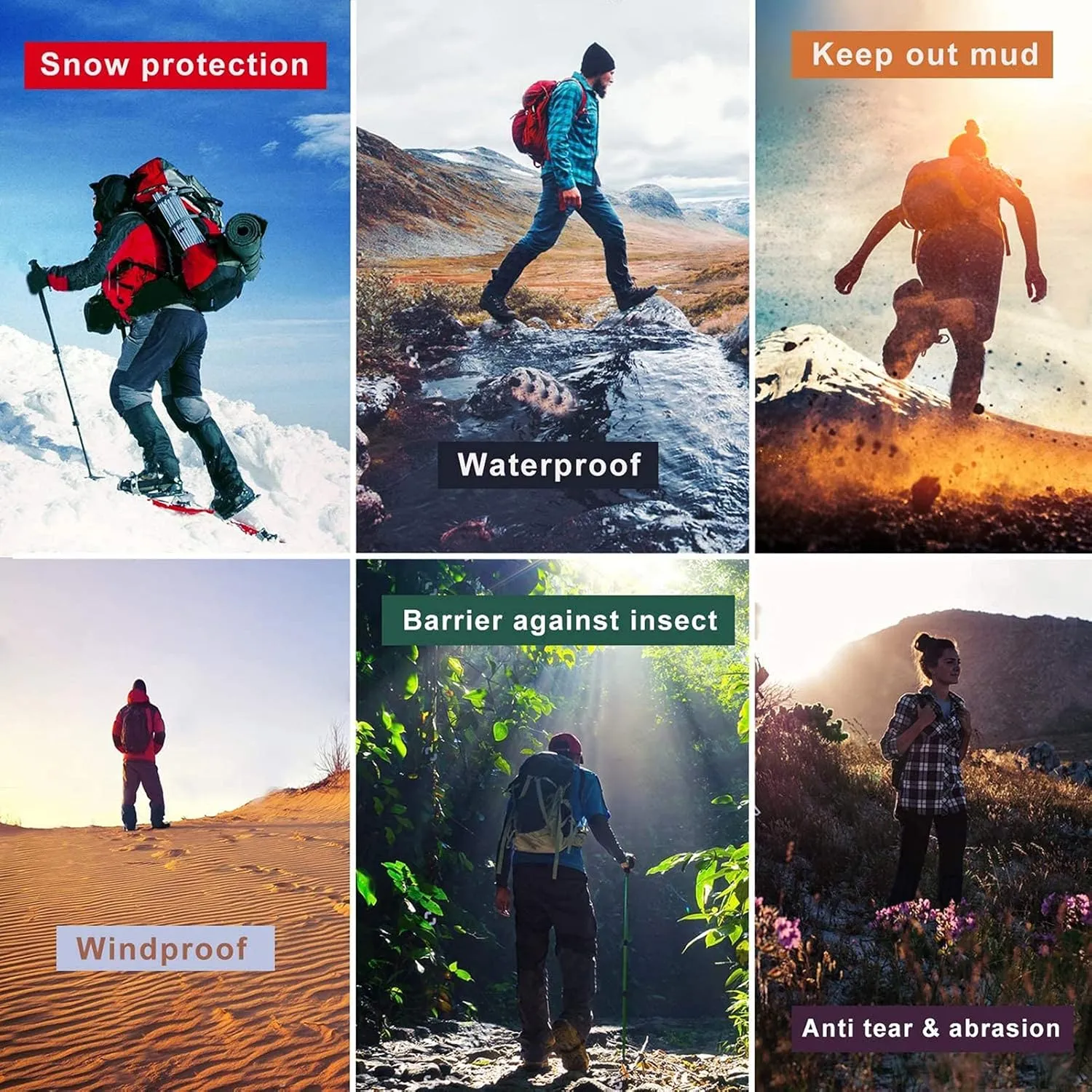 Leg Gaiters,Outdoor Gaiters,Hiking Anti-Snake Bite Gaiters,Adjustable Size Durable Gaiters for Hiking(S,M,L)