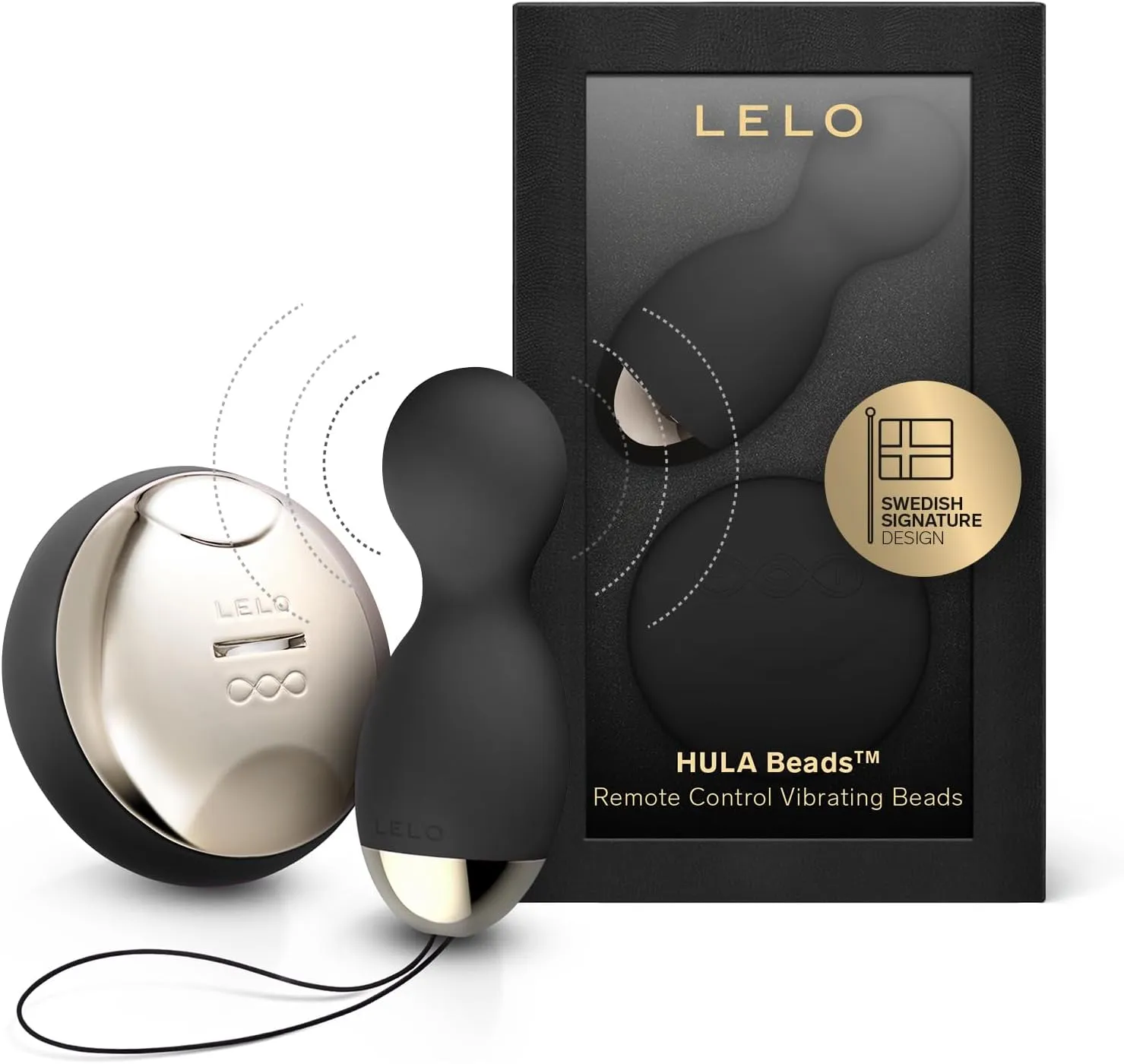 LELO Hula Beads, Twisting, Turning and Vibrating Pleasure Beads (Kegel Balls for Women) Vibrator Egg Ben Wa Balls Bullet Vibration Egg Wireless Remote Control Vibrator, Black