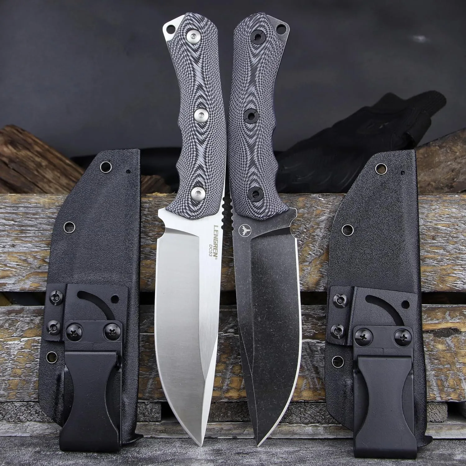 LENGREN【Cruiser 10.9" Hunting Fixed Blade,Outdoor Camping Tactics Knife,Sharp Full Tang DC53 Steel G10 Handle, Kydex Sheath (Black)