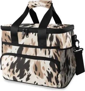 Leopard Spot Pattern Brown Cooler Bag Insulated Cooler Soft Sided Cooler 24 Can Portable Picnic Bag Large Leakproof Lunch Bag Box for Beach Grocery Camping Travel Car Men Women