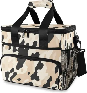 Leopard Spot Pattern Cooler Bag Insulated Cooler Soft Sided Cooler 24 Can Portable Picnic Bag Large Leakproof Lunch Bag Box for Beach Grocery Camping Travel Car Men Women