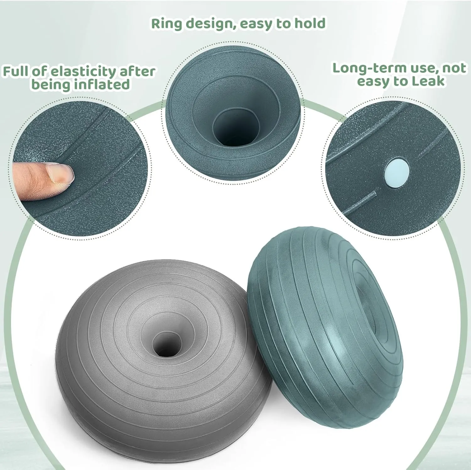 Lewtemi 4 Pcs Flexible Seating Yoga Ball Chair for Classroom 16.8 Inch Inflatable Donut Ball Chair with Inflator for Kids Student Sensory Balance Autistic Children and Office Exercise