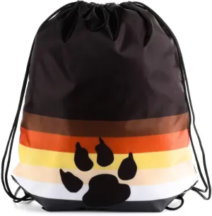LGBT Bear Pride Drawstring Backpack, Lightweight, Waterproof, Polyester, Gym, Yoga, Sports, Beach, Travel, Unisex, Gay Bisexual Transgender, Brotherhood, Paw, Love, Rainbow Sackpack, WOOF!