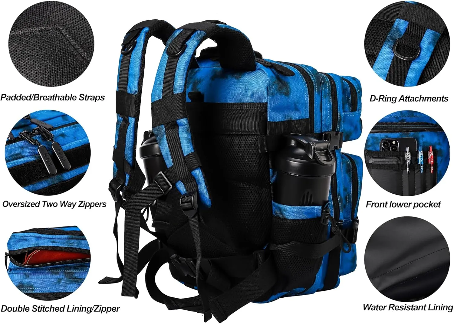 LHI Tactical Military Backpack for Men and Women 25L/35L Army Assault Pack Bag Small Rucksack with Bottle Holder