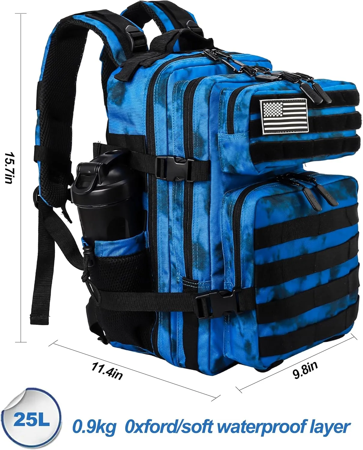 LHI Tactical Military Backpack for Men and Women 25L/35L Army Assault Pack Bag Small Rucksack with Bottle Holder