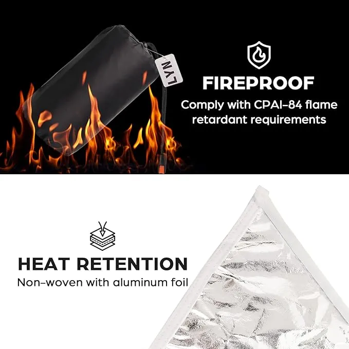 Life-Saving Equip:LYN Instant 1-2 Person Survival Emergency Shelter Tent,Reflective Waterproof Windproof Fireproof Lightweight Bugout, with Paracord Stake Zipper for Car Camping,Hiking&First Aid