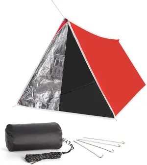 Life-Saving Equip:LYN Instant 1-2 Person Survival Emergency Shelter Tent,Reflective Waterproof Windproof Fireproof Lightweight Bugout, with Paracord Stake Zipper for Car Camping,Hiking&First Aid