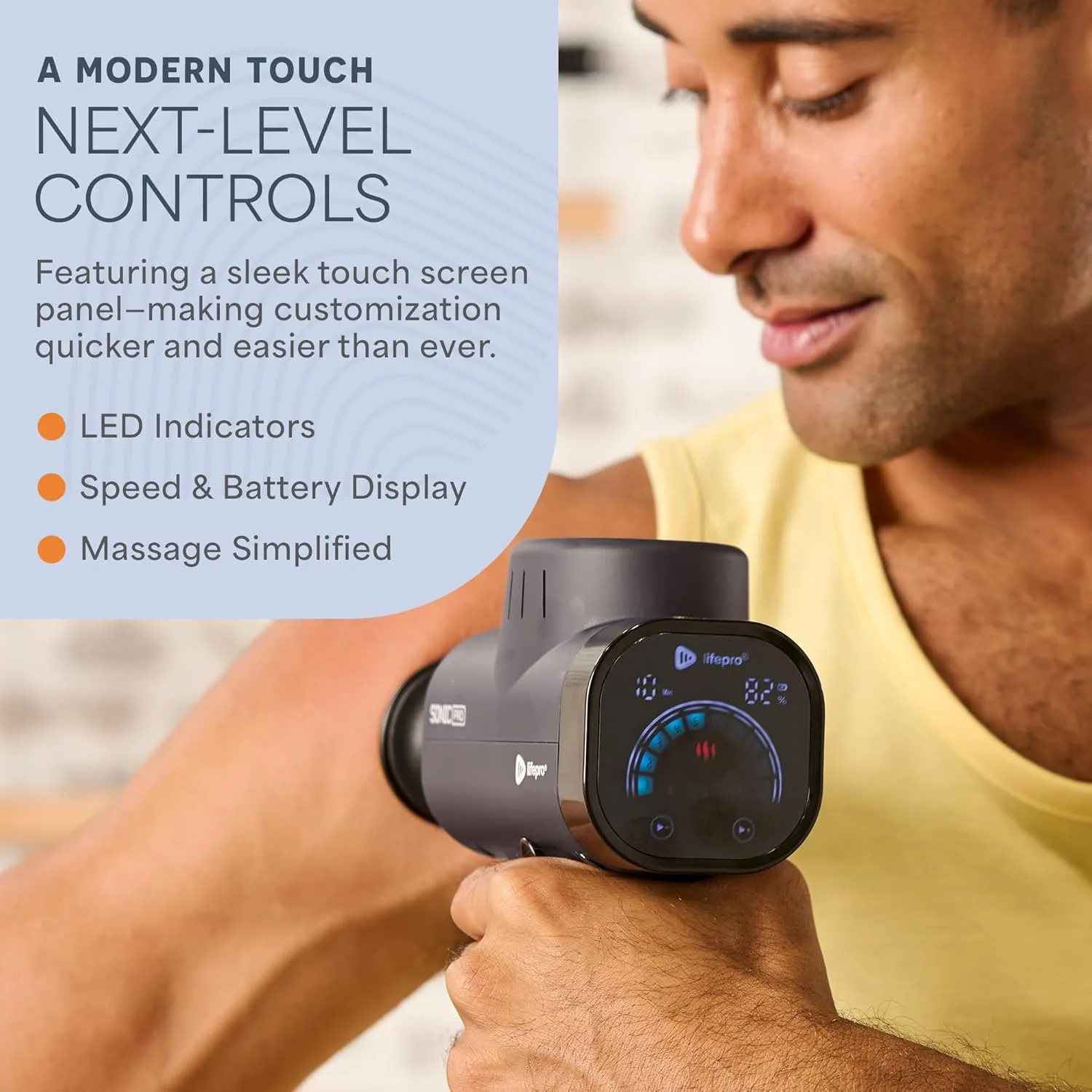 LifePro Sonic Pro Percussion Massage Gun - Deep Tissue Muscle Massager for Athletes with 8 Attachments for Neck and Back - Handheld Electric Back Massager