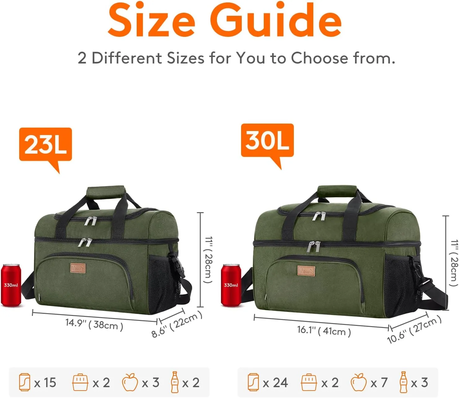 Lifewit Large Cooler Bag Insulated Lunch Bag Lightweight Portable Cool Bag Double Layer for Picnic, Beach, Work, Trip
