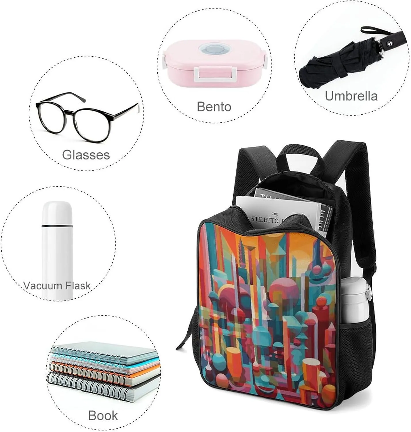 Lightweight Backpacks Cute Travel Bag Durable A Colorful Painting Printing Small Travel Backpack For Women & Men