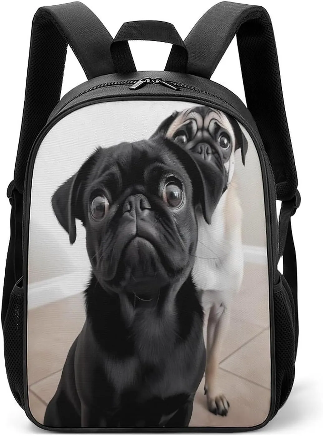 Lightweight Backpacks Cute Travel Bag Durable Cute Black Pug Dog Printing Small Travel Backpack For Women & Men