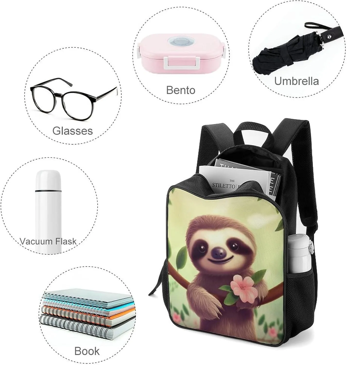 Lightweight Backpacks Cute Travel Bag Durable Cute Sloth Printing Small Travel Backpack For Women & Men