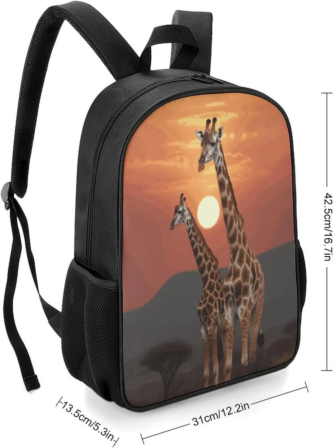 Lightweight Backpacks Cute Travel Bag Durable Giraffe at Sunset Printing Small Travel Backpack For Women & Men