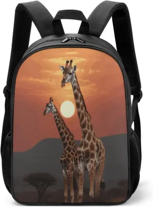 Lightweight Backpacks Cute Travel Bag Durable Giraffe at Sunset Printing Small Travel Backpack For Women & Men