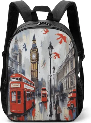 Lightweight Backpacks Cute Travel Bag Durable London Printing Small Travel Backpack For Women & Men