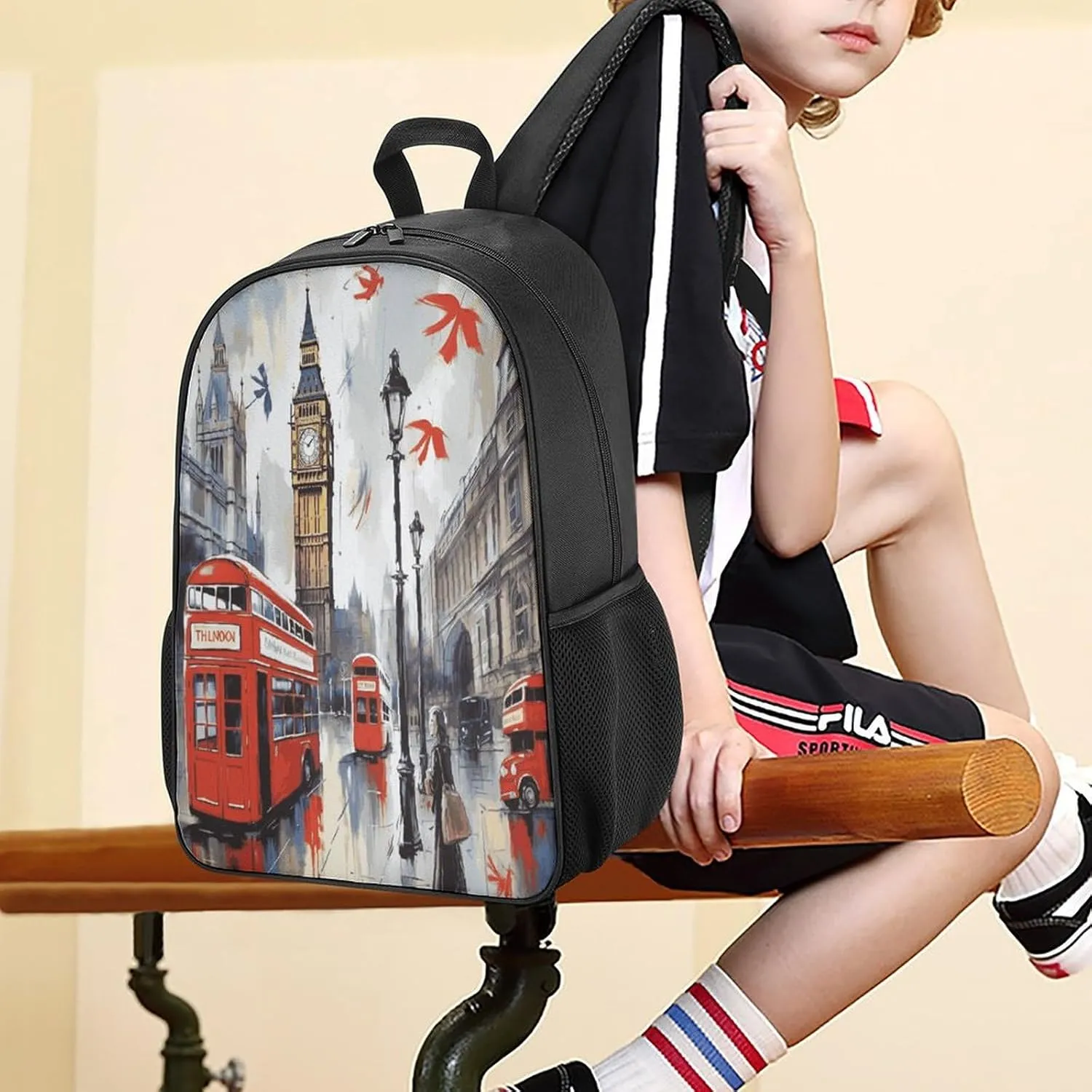 Lightweight Backpacks Cute Travel Bag Durable London Printing Small Travel Backpack For Women & Men