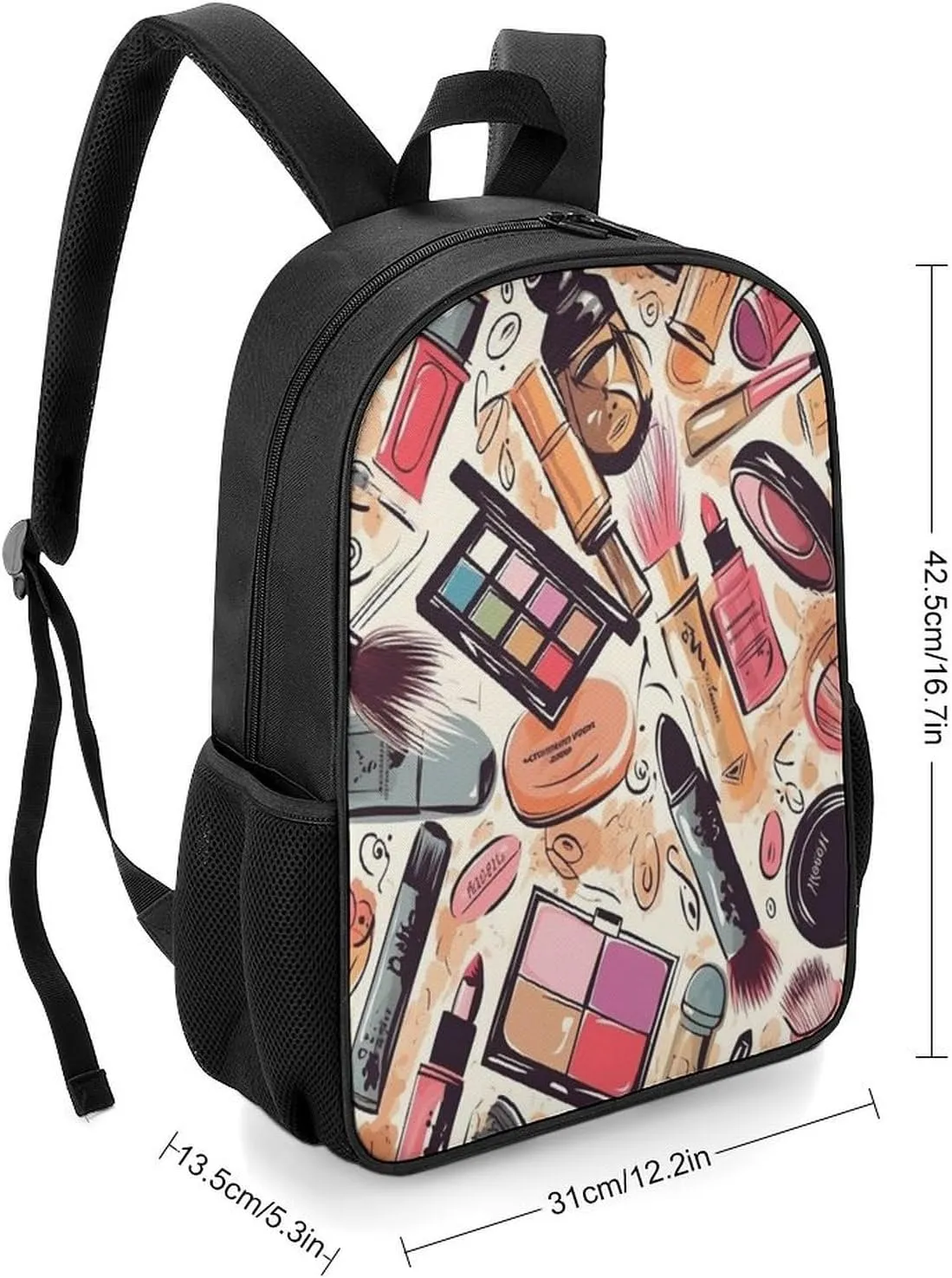 Lightweight Backpacks Cute Travel Bag Durable Makeup Theme Pattern Printing Small Travel Backpack For Women & Men